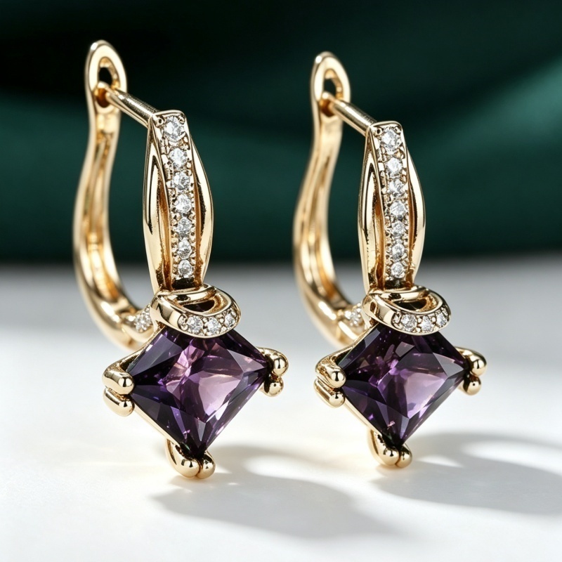 Women's Vintage Exquisite Green Cubic Zirconia Hoop Earrings